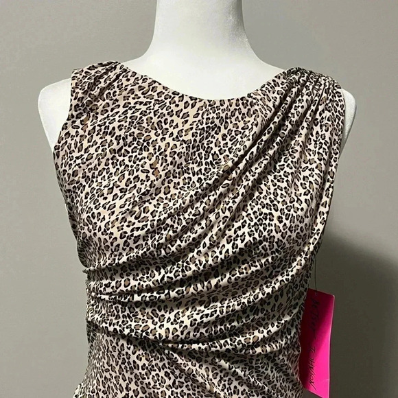 Betsey Johnson Animal Print Ruched Sleeveless Sheath Dress - Picture 4 of 15